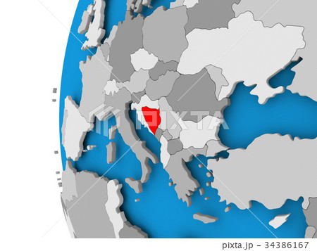 Map of Bosnia and Herzegovina on political globe 34386167