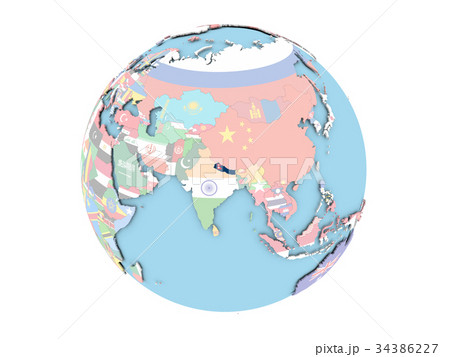 Nepal on globe isolated 34386227
