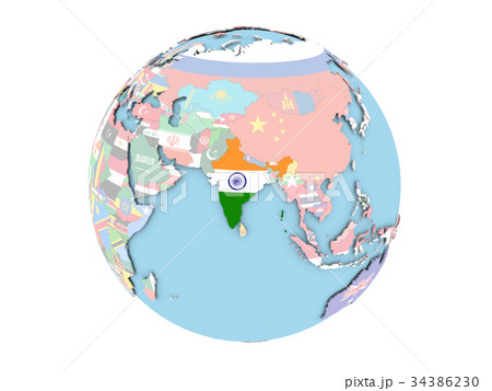 India on globe isolated India on globe isolated 34386230