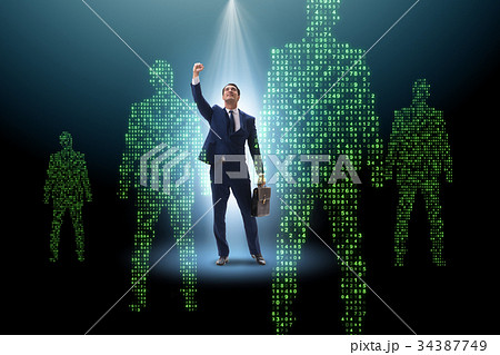 Businessman in the spotlight in business concept Businessman in the spotlight in business concept 34387749