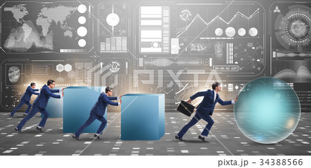 Businessman in competition rivalry concept beating 34388566