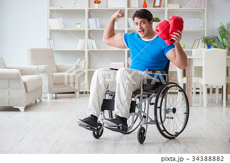 Disabled boxer at wheelchair recovering from Disabled boxer at wheelchair recovering from 34388882
