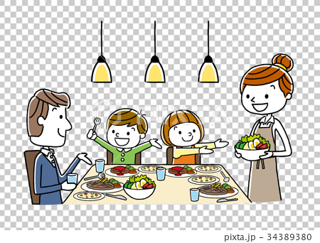 家族 食事 食卓 夕食のイラスト素材