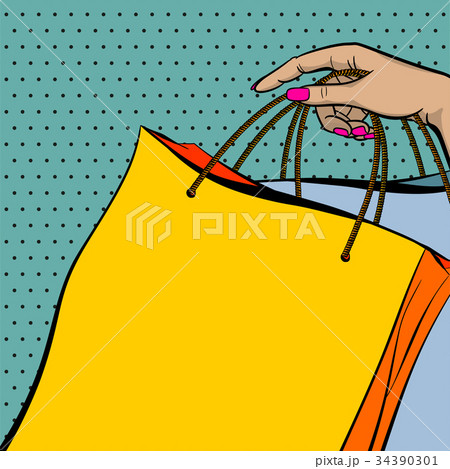 Pop art sale banner hand hold shopper bag 34390301
