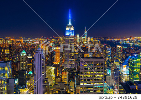 ロックフェラーセンター展望台から見えるエンパイヤステートビル（夜景）１１ 34391629