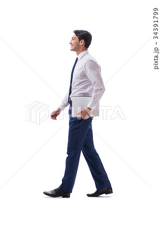 Businessman walking standing side view isolated on Businessman walking standing side view isolated on 34391799