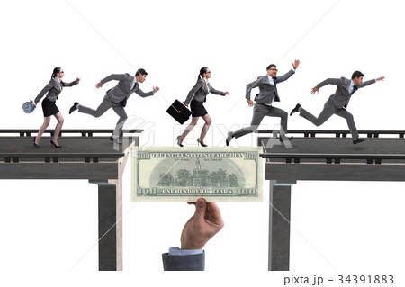 Financial concept crossing dollar bridge Financial concept crossing dollar bridge 34391883