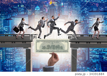 Financial concept crossing dollar bridge 34391884