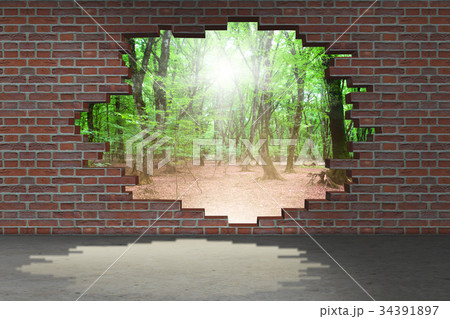 Vacation concept with brick wall 34391897
