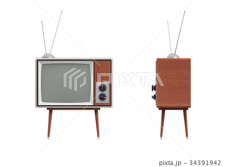 3d rendering of a blank retro TV set with an 3d rendering of a blank retro TV set with an 34391942