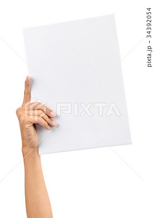 Hand holding white card Hand holding white card 34392054