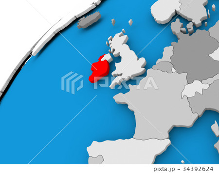 Map of Ireland in red 34392624
