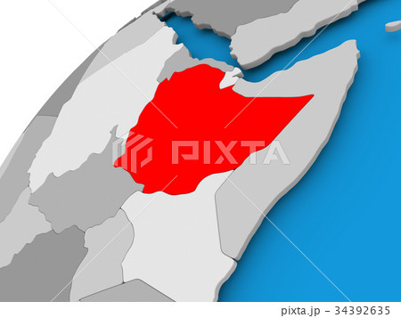 Map of Ethiopia in red 34392635