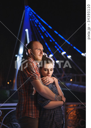 Sensitive couple relationships. Urban background 34393110