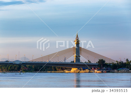 Bridge cross over the river use for transportation 34393515