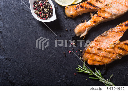 Grilled salmon steak Grilled salmon steak 34394942