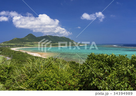 石垣島の玉取崎展望台よりサンゴ礁の海 石垣島の玉取崎展望台よりサンゴ礁の海 34394989