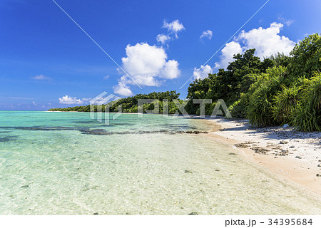 竹富島のサンゴ礁美しいカイジ浜 竹富島のサンゴ礁美しいカイジ浜 34395684