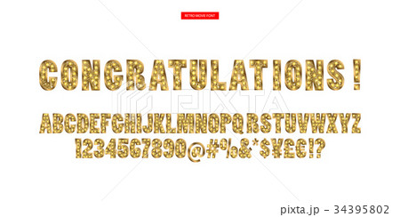 Gold Alphabetic fonts and numbers 34395802