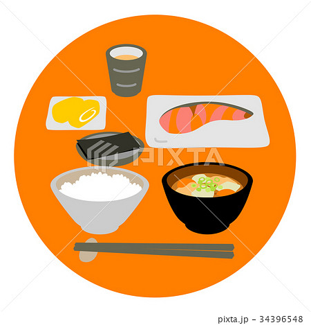 朝食　和食　焼鮭 34396548