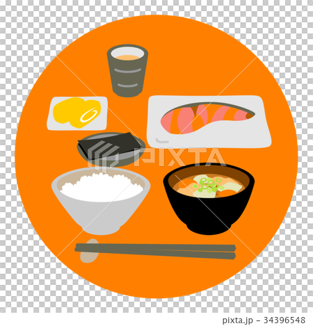 朝食　和食　焼鮭 34396548