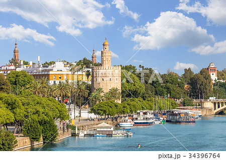 View of seville city and torre del oro ,Spain 34396764