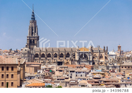 Aerial view of toledo city and alcazar,Spain 34396788