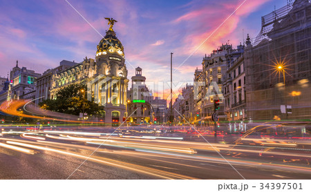 Madrid downtown in gran via,Spain 34397501