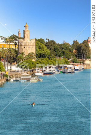 seville city and torre del oro at summer,Spain 34397583