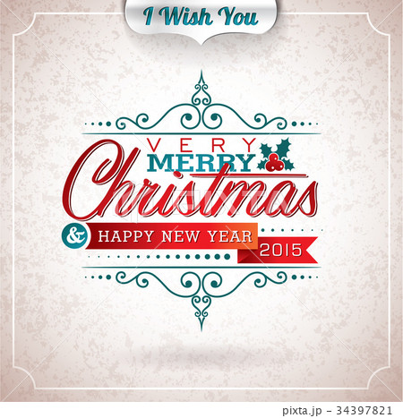 Vector Christmas illustration typographic design 34397821