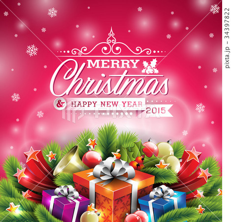 Vector Christmas illustration typographic design 34397822