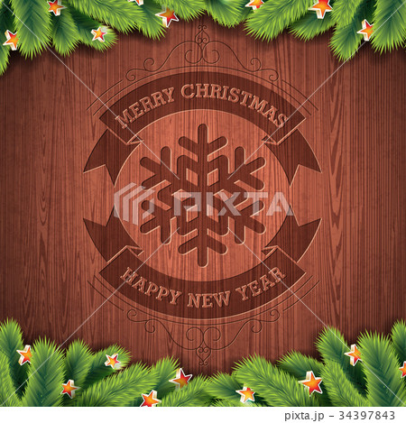 Engraved Merry Christmas and Happy New Year 34397843