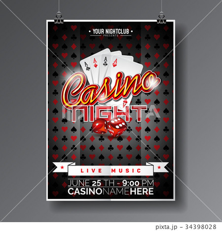 Vector Party Flyer design on a Casino theme Vector Party Flyer design on a Casino theme 34398028