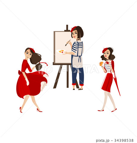 French women with typical symbols of France 34398538