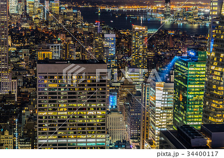 トップ・オブ・ザ・ロック（ロックフェラーセンター展望台）から見えるダウンタウンの夜景４ 34400117