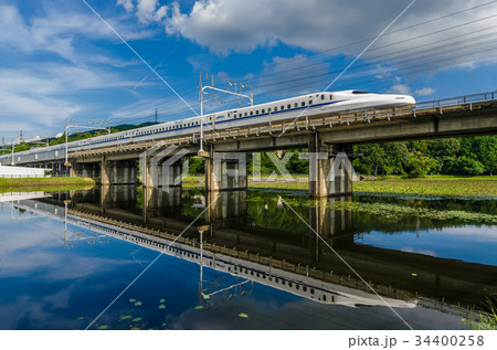 水面を走る新幹線(N700系 横) 水面を走る新幹線(N700系 横) 34400258