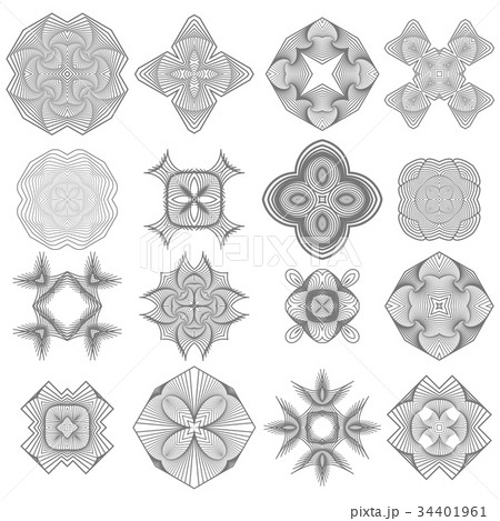 Set of Different Icon Guilloche Rosettes 34401961