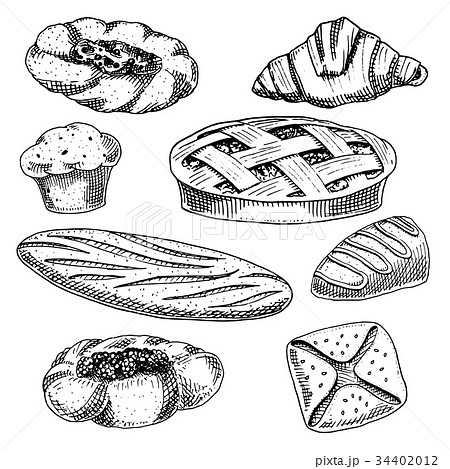 bread and pastry donut, long loaf and fruit pie bread and pastry donut, long loaf and fruit pie 34402012