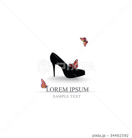 Shoe background, butterfly. Fashion footwear sign 34402592