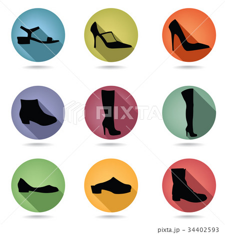Shoes icon set. Fashion footwear boots sign 34402593
