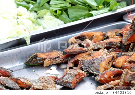 Fried fish at street food Fried fish at street food 34403316