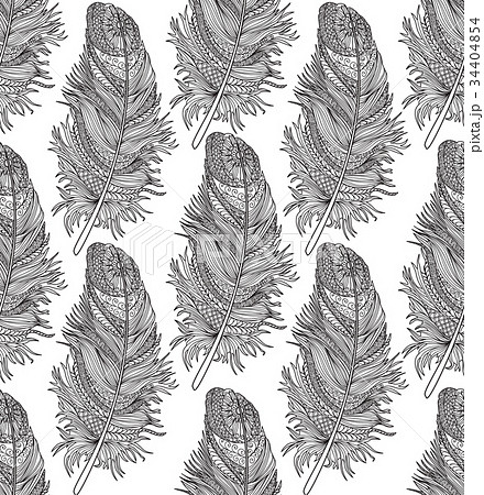 Birds feather tiled pattern. American native sign 34404854