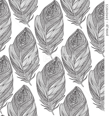 Feather seamless pattern. American native ornament Feather seamless pattern. American native ornament 34404855