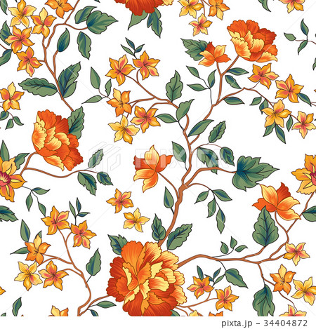 Floral tiled pattern. Ornamental flower background Floral tiled pattern. Ornamental flower background 34404872