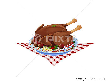 Roast turkey on a plate Roast turkey on a plate 34406524