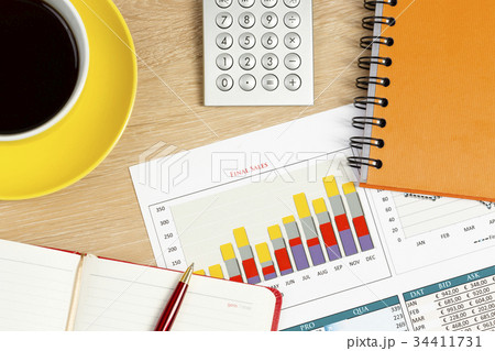 Coffee with notepad and pen Coffee with notepad and pen 34411731