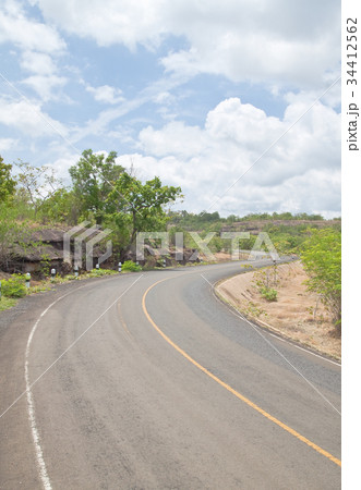Road beside Mountain and blue sky 34412562