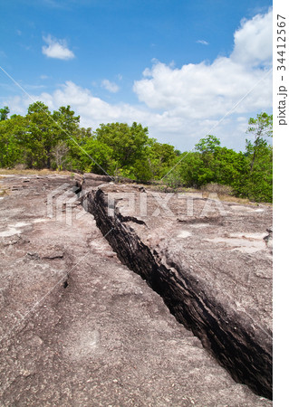 Cracked Prehistory Stone on the Mountain Cracked Prehistory Stone on the Mountain 34412567