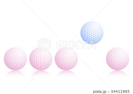 Pastel pink and blue golf ball on white background 34412995