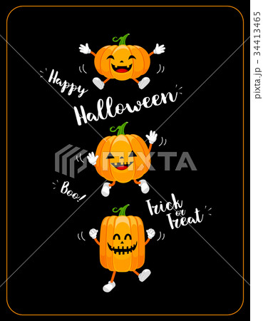 Cute cartoon pumpkin characters design.  34413465